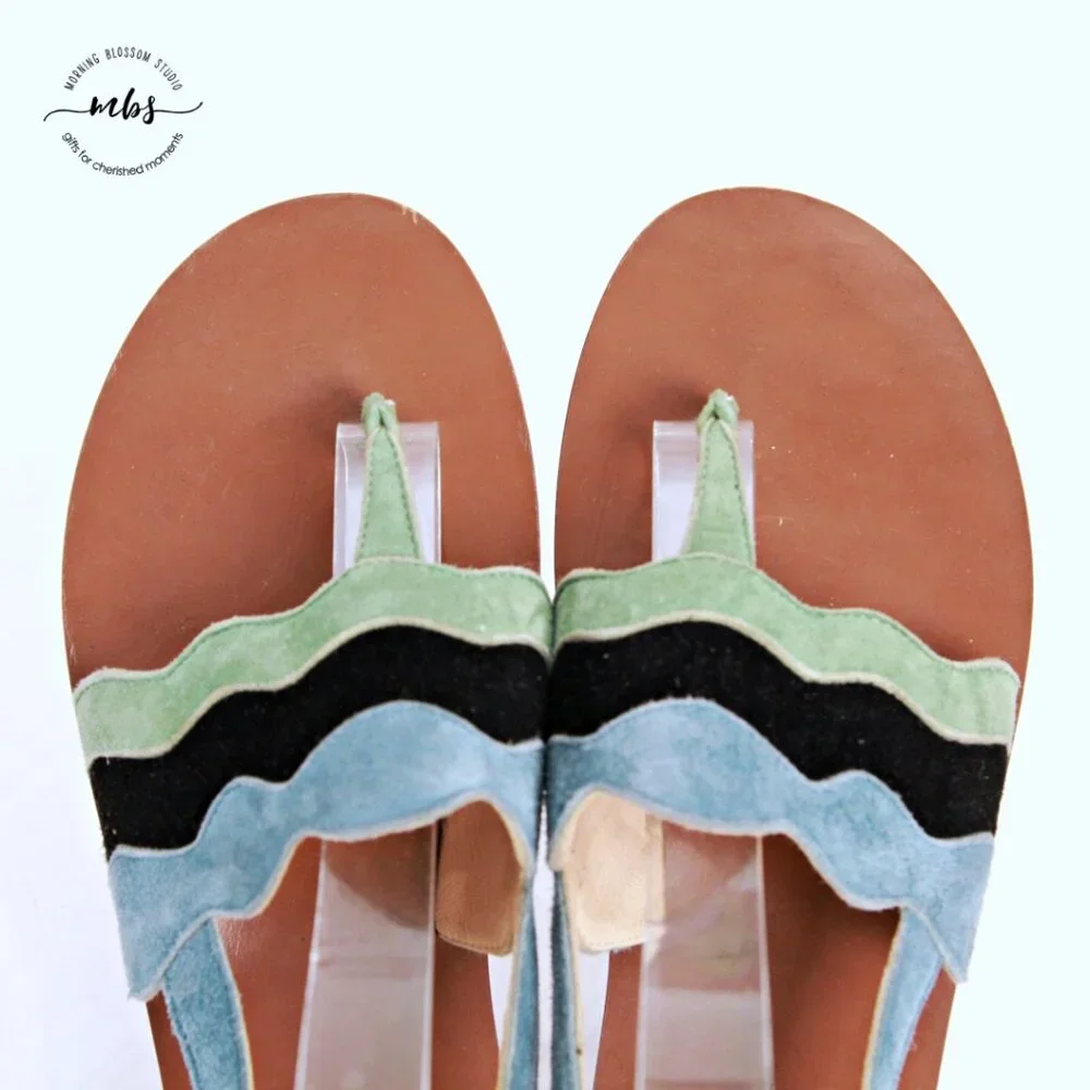Ol'autre‎ Chose Platform Suede Ankle Strap Thong Sandals Multicolor Women US 6.5 - Picture 10 of 14